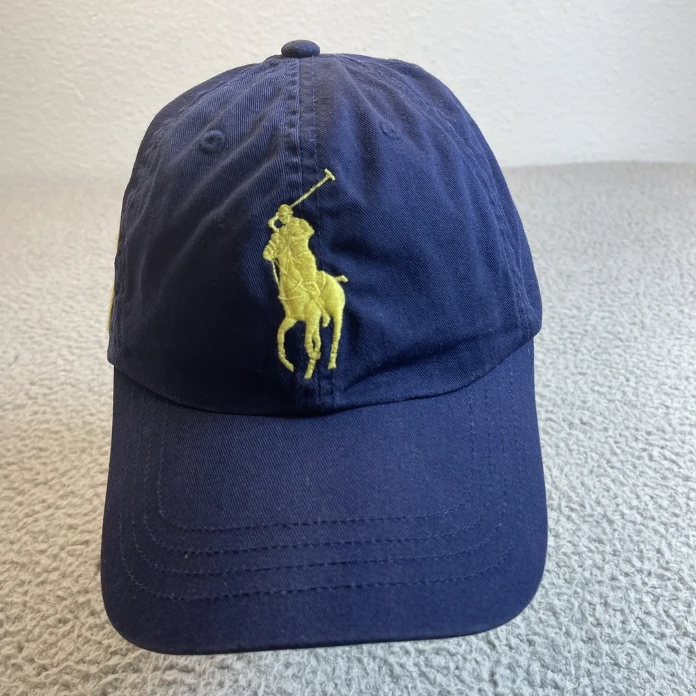 VINTAGE Ralph Lauren Polo Hat Cap Strap Back Blue Big Pony Kids Boys Youth Golf